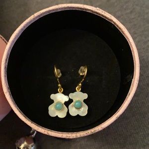 Tous drop earrings- mother of pearl with jade